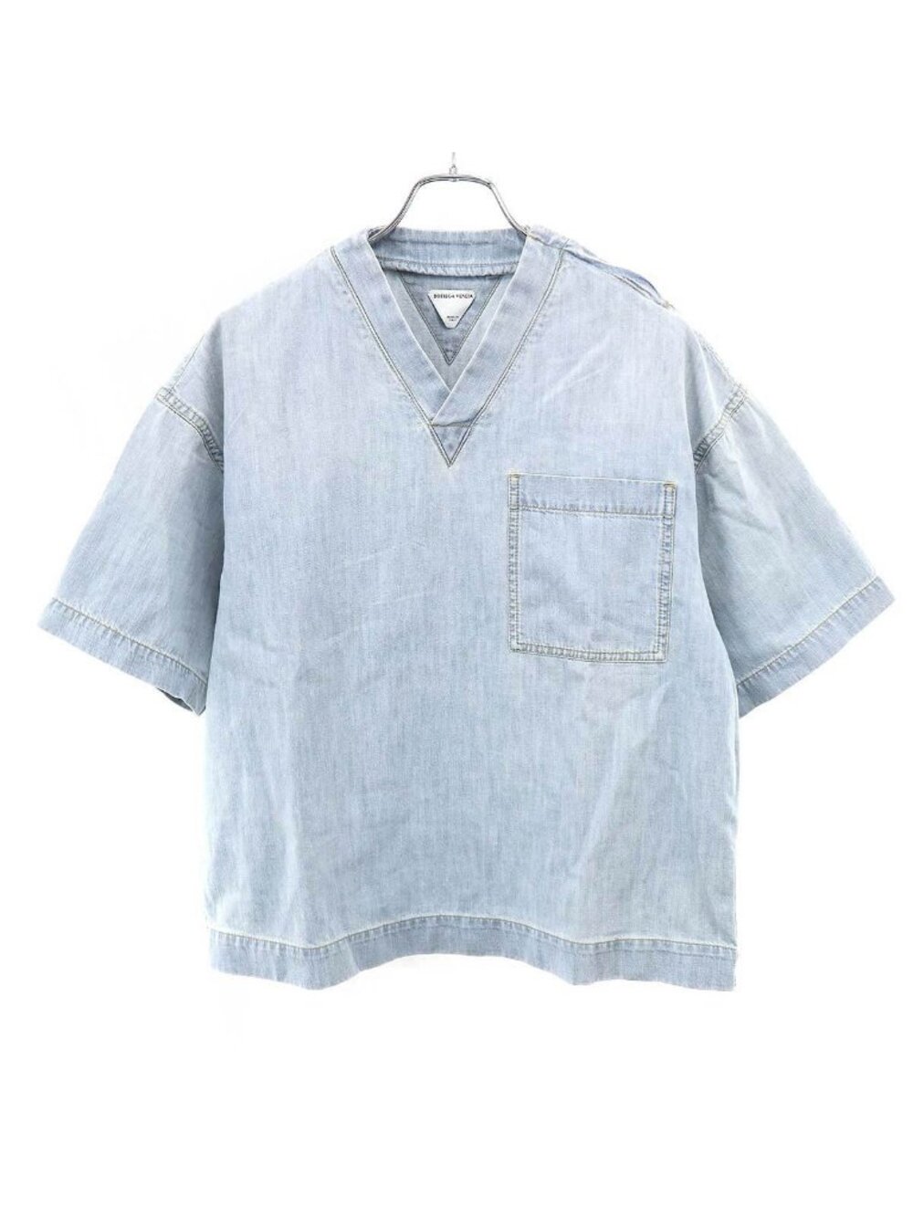 Bottega Veneta Neck Denim T-Shirt Indigo Blue XS